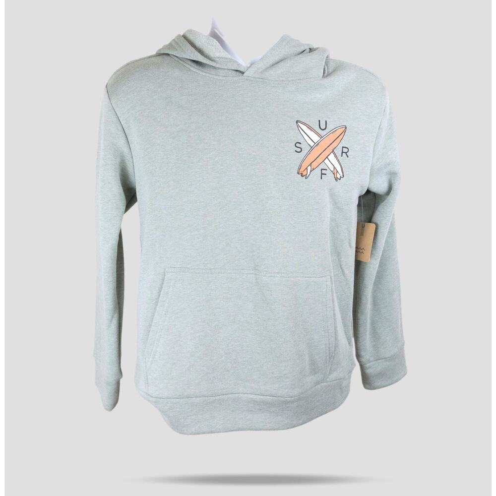 Bixby Nomad Gray/ Mint Classic Graphic Hoodie Sweatshirt Kids Large NWT